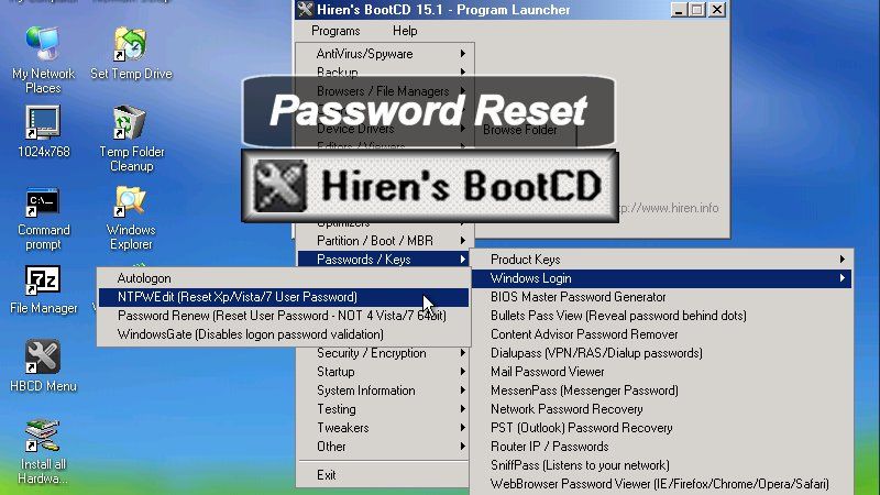 windows 10 password reset tool uefi