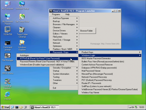 Hiren s boot cd восстановление windows