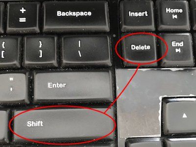 Не работает shift delete windows 10