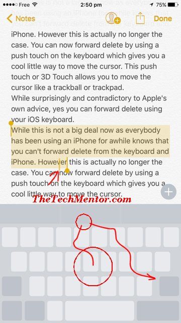 3d touch iphone 7 text select