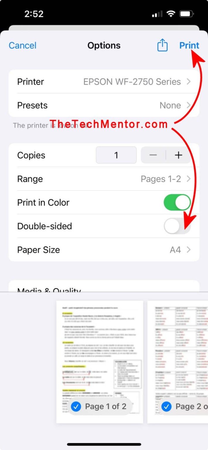 I found how to print a PDF from my iPhone directly to my printer